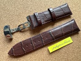 24mm Uhrenarmband Leder braun, Butterflyschliesse