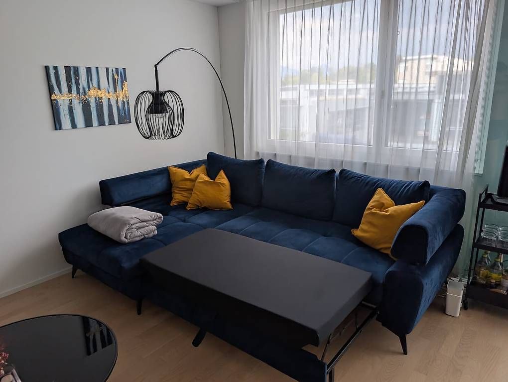 Sofas: Ecksofa samt-blau mit Schlaffunktion – D'occasion à Zürich par Digib 1
