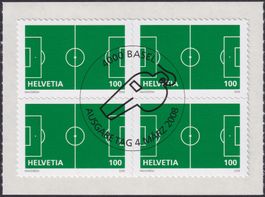 2008, Nr.1264A (Fussball) Viererblock mit Ersttags-Stempel.
