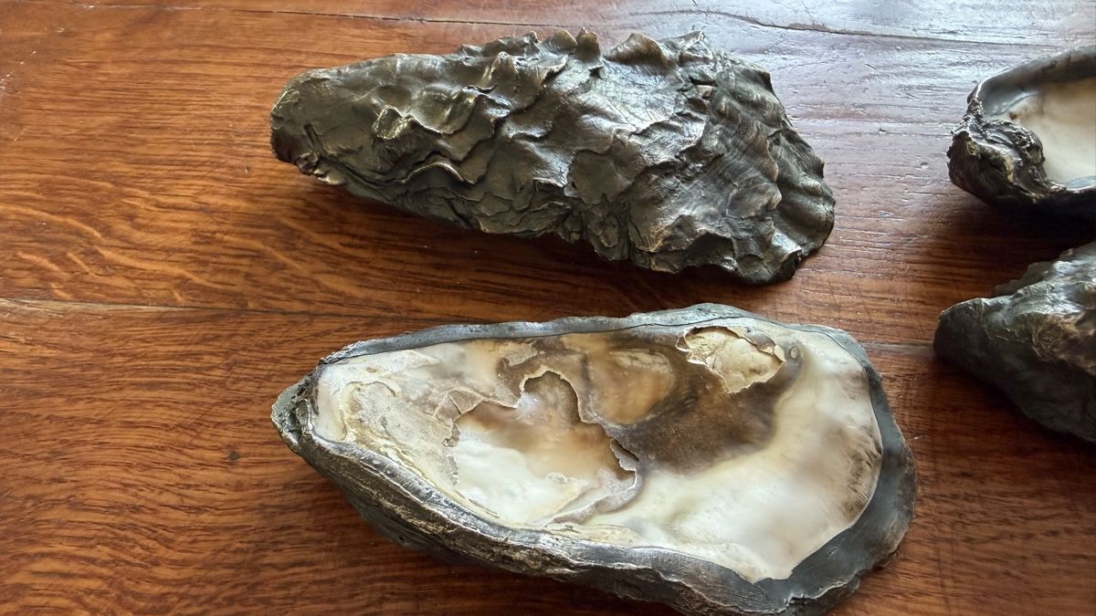 Fossili: 4 Austernschalen mit Silberüberzug antik – Usato da Riedholz venduto da Frettchen63 7