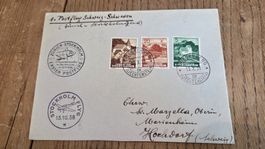 1938 1. Postflug Schweiz - Schweden Zuleitung Liechtenstein 