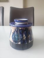 Blaue Vintage Dose mit Deckel, Keramik