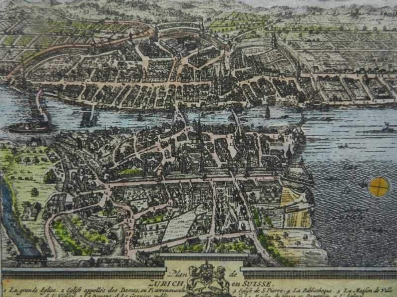 Stiche: Zürich kolorierter Kupferstich – Gebraucht aus Risch von Rischli15 1