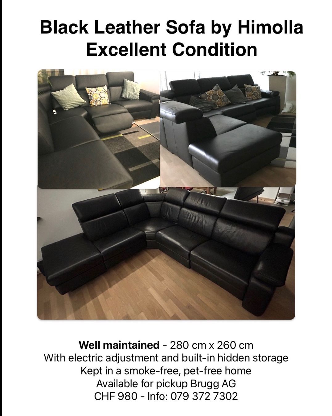Himolla Divani: Schwarzes Leder Sofa – Usato da Brugg AG venduto da Kavides 7