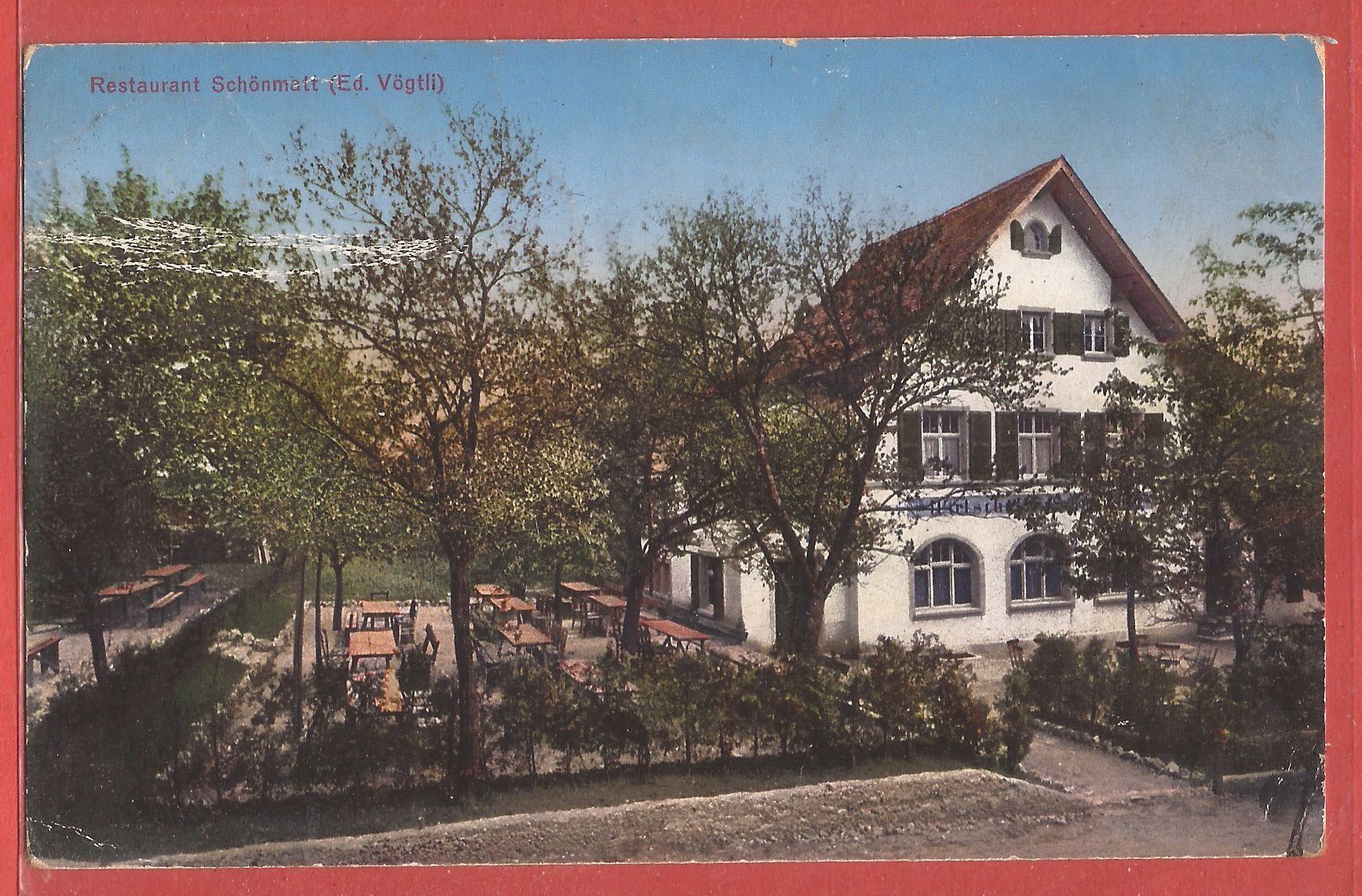 Cartoline postali: Gempen - Restaurant Schönmatt - ca. 1915 – Usato da Fislisbach venduto da Porano