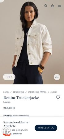 Jeansjacke Polo Ralph Lauren Weiss Grösse XS