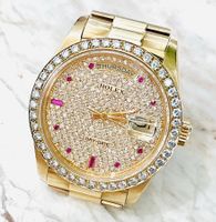 ROLEX DAY-DATE GOLD 750 DIAMANTLÜNETTE & DIAMANTZIFFERBLATT