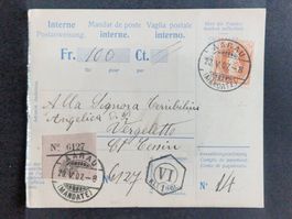Stehende Helvetia  86c auf postanweisung  vollstempel Aarau