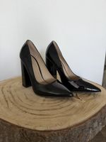 Elegante schwarze High Heels Gr. 38 mit Blockabsatz