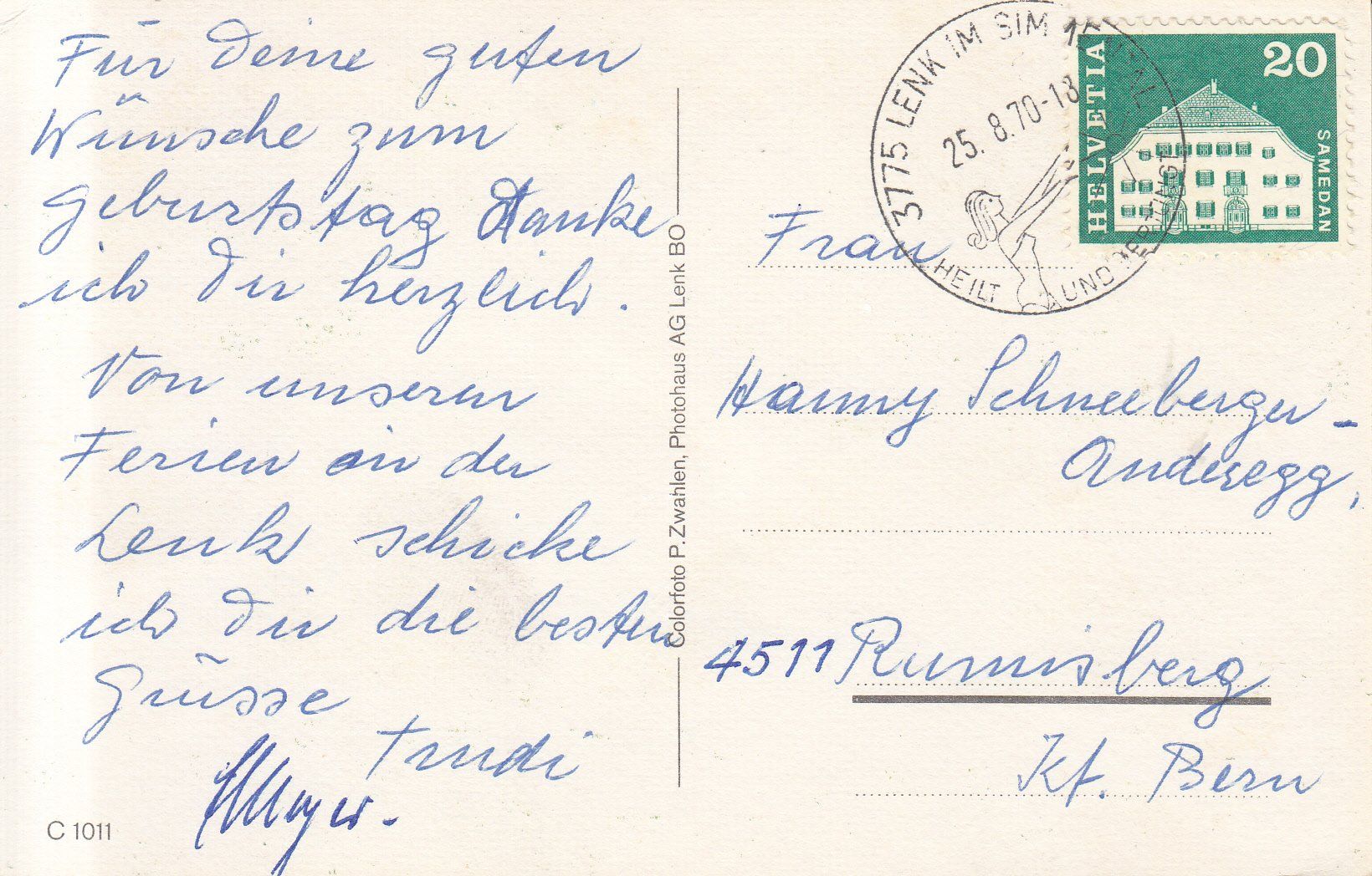 Cartoline postali: Lenk 1970 – Usato da Bürglen TG venduto da StampGraf 1
