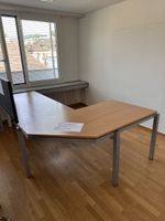Eck-Bürotisch h'braun/grau Tischplatte 80cm 240x160cm