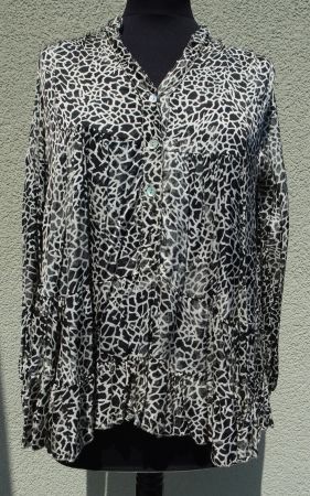 Bluse Leomuster grün beige Gr 38 Fellmuster