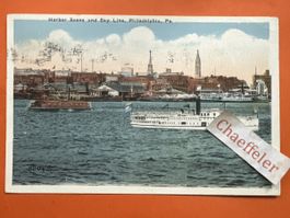 1922 Hafen Philadelphia Skyl Line USA mit Stempe