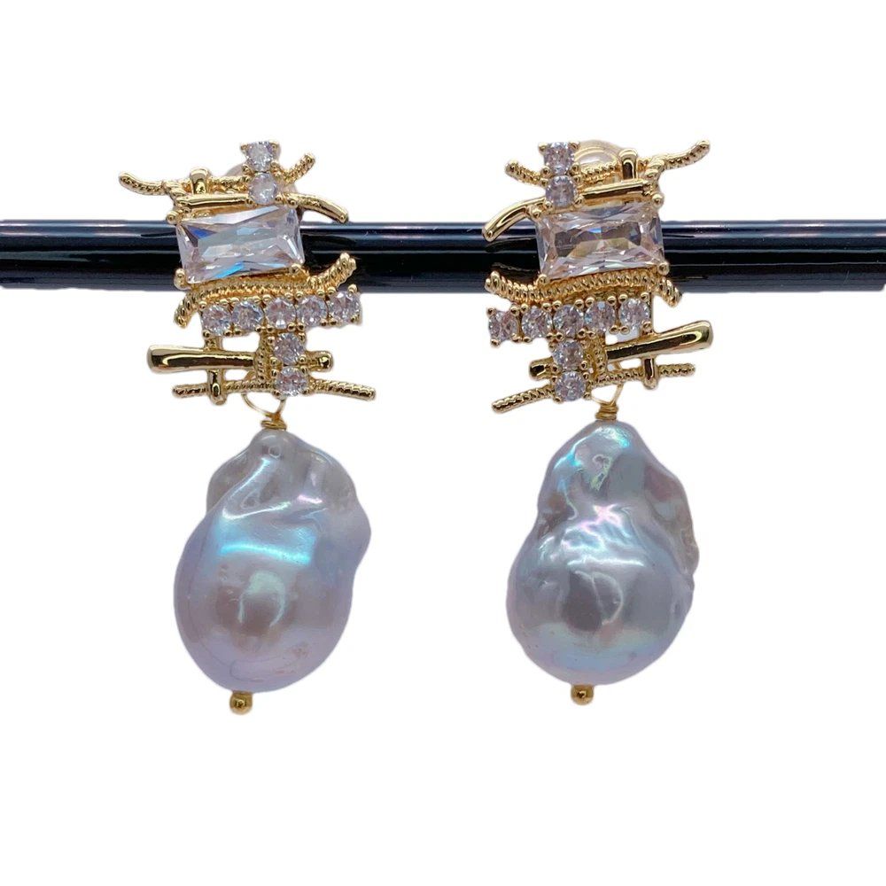 Orecchini pendenti & Orecchini a lobo: Grau Perlen Ohrstecker Echt Boucles Chandelier Perle grise – Nuovo (secondo la descrizione) da Prilly venduto da ilyria73 4