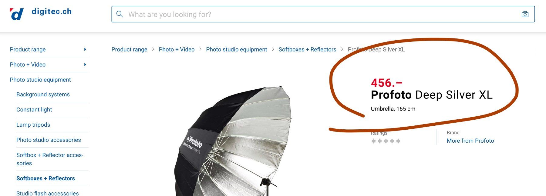 Profoto Flash: Profoto Umbrella Deep Silver XL Extra Large 165cm Silber – Usato da Emmen venduto da chromaton 1
