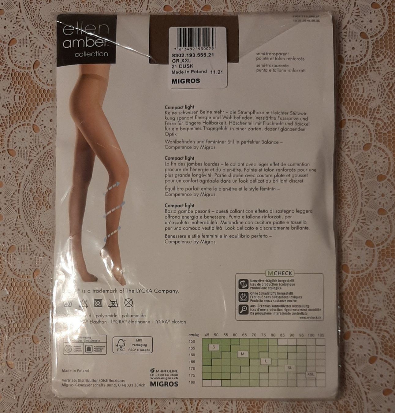 Ellen Amber Calze & Collant: Ellen Amber Compact Light Strumpfhose 40den Gr.XXL Dusk – Nuovo e nell'imballaggio originale da Amriswil venduto da Celini3 1