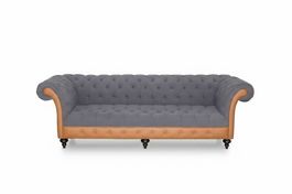 Chesterfield 4-Sitzer Couch Sofa Textil Kunstleder