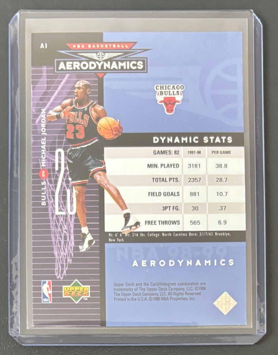 Nba Cartes à collectionner: NBA Michael Air Jordan 1998 Upper Deck Aerodynamics Insert – Neuf (Voir description) à Muri b. Bern par winningloser 1