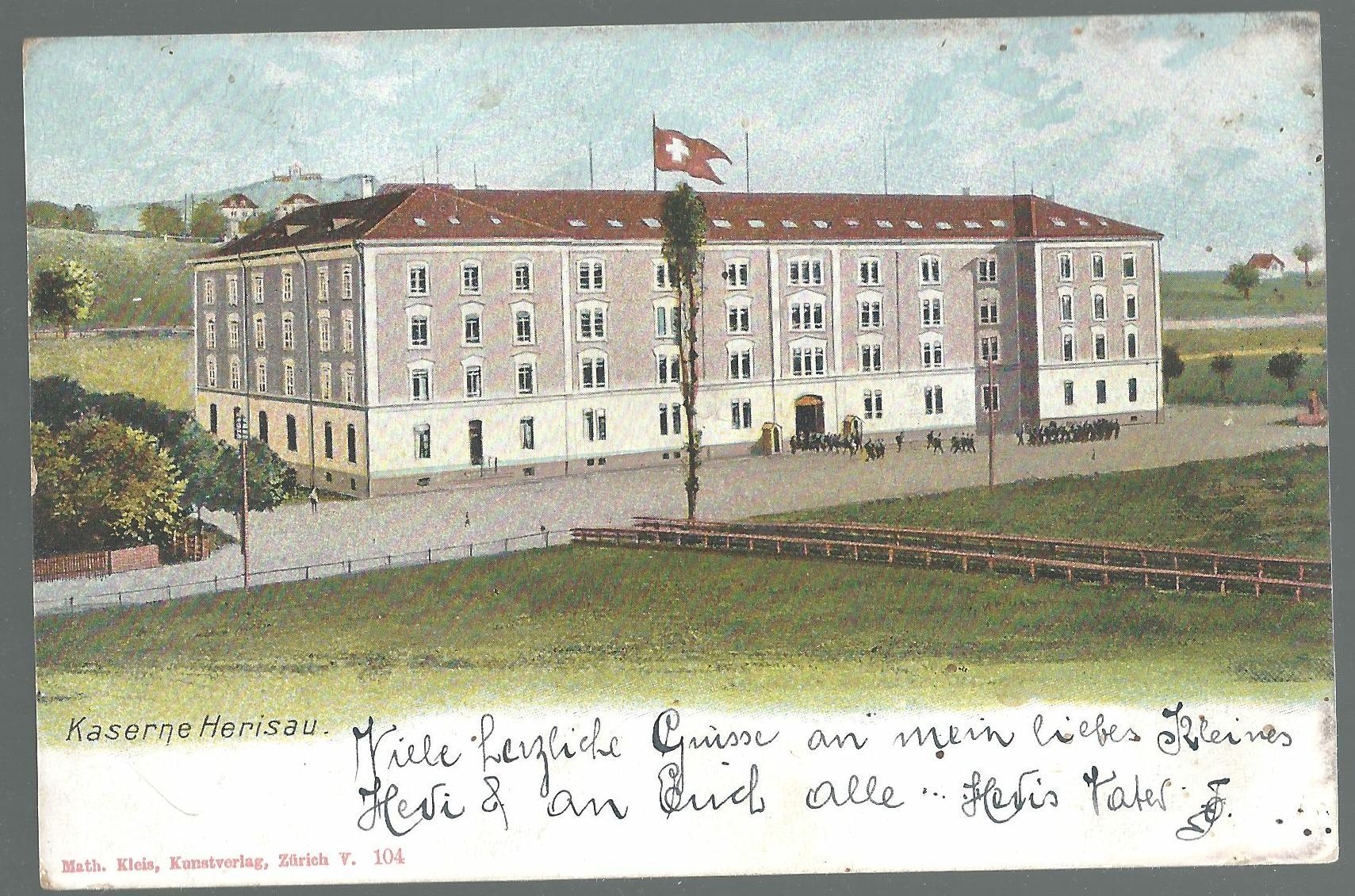 Cartoline postali: Herisau Kaserne 21.06.1905 – Usato da Montenol venduto da Vernier2