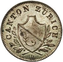 1 Rappen Zürich 1845, UNC, irisierende Patina, Stempelglanz