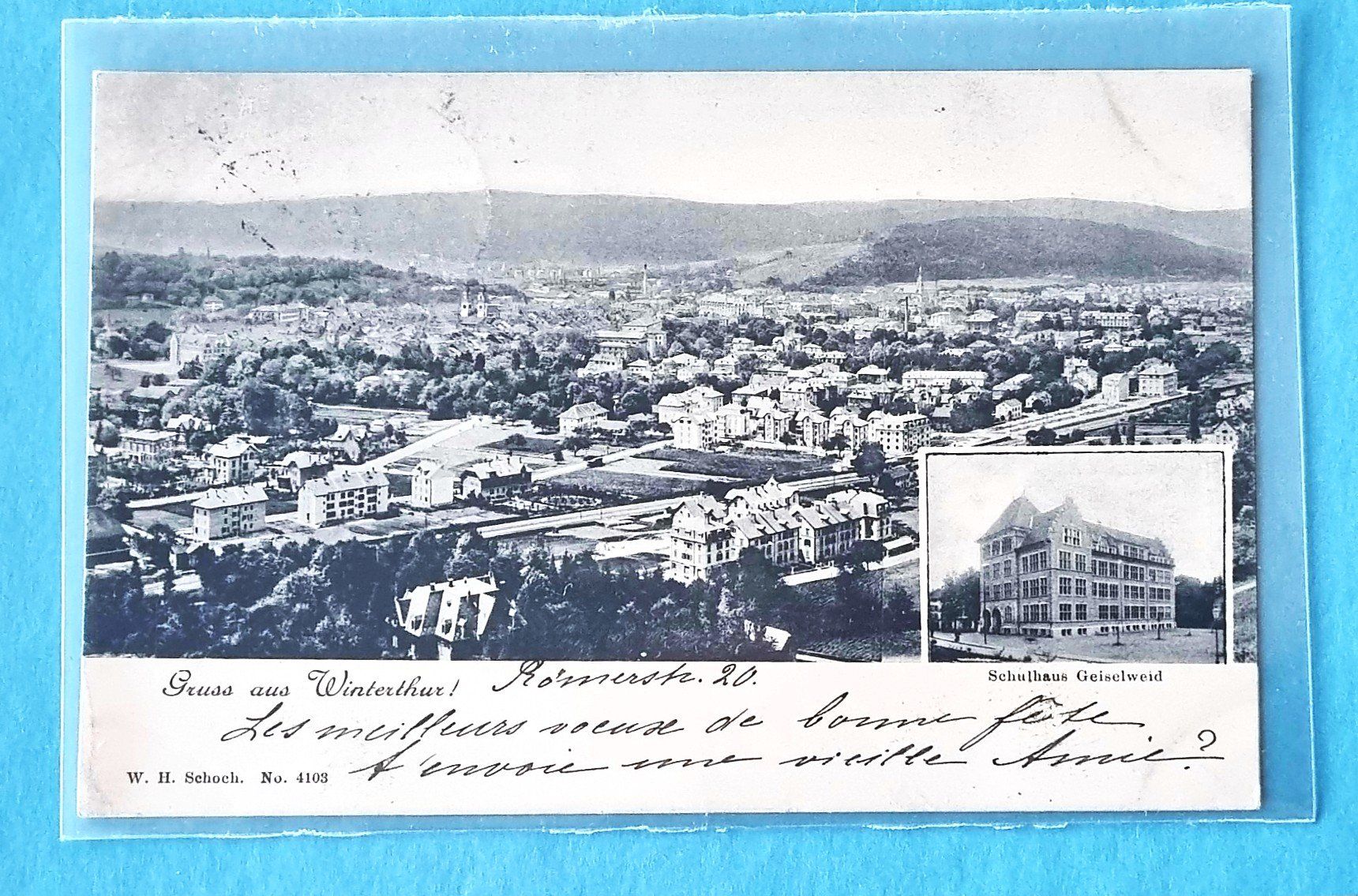 Ansichtskarten: Winterthur - Schulhaus Geiselweid - Stadtansicht - 1902 – Gebraucht aus Rothrist von RROENK