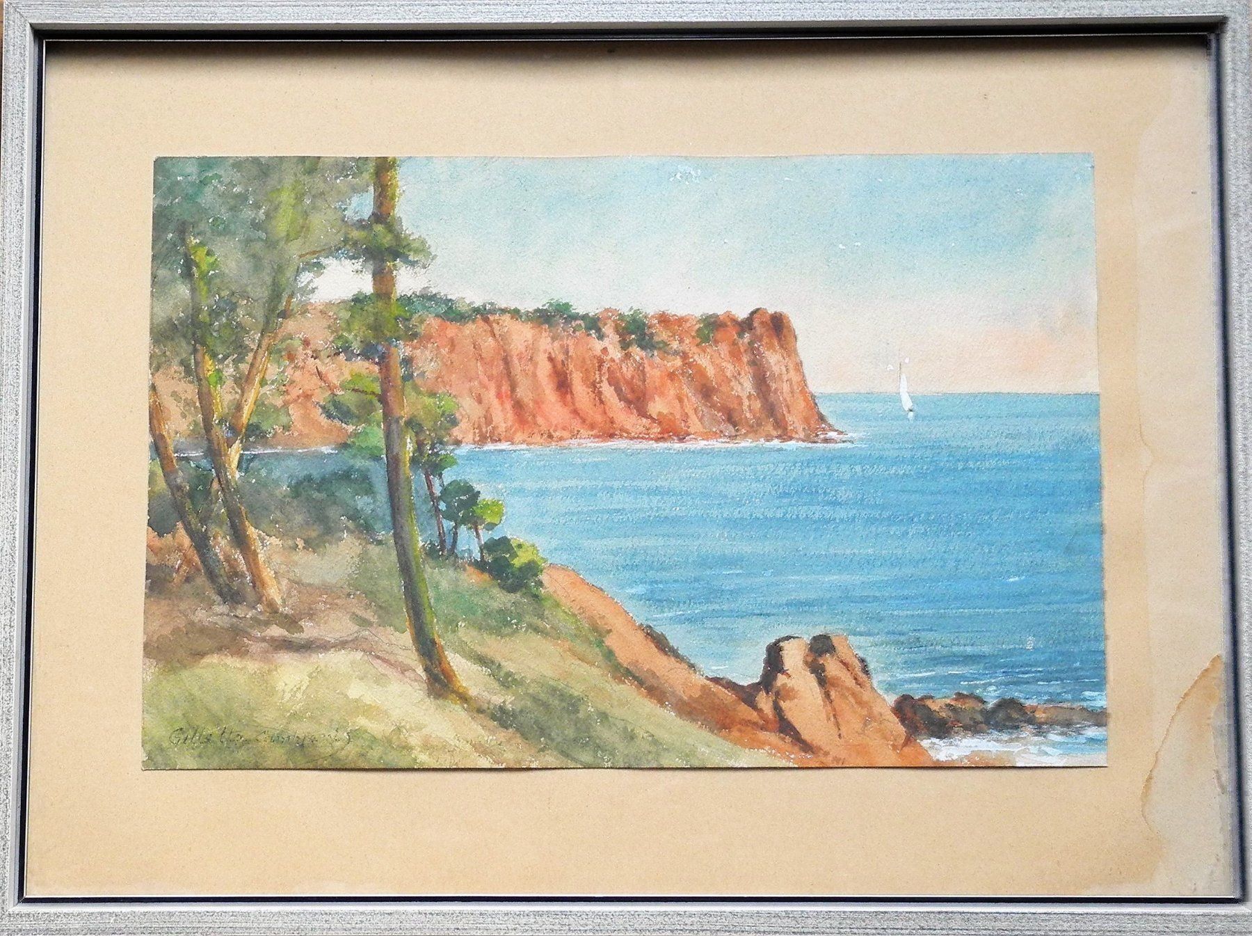 Dipinti: Meeresküste mit Segelschiff signiert – Usato da Wünnewil venduto da FineArt-NicePrice 1