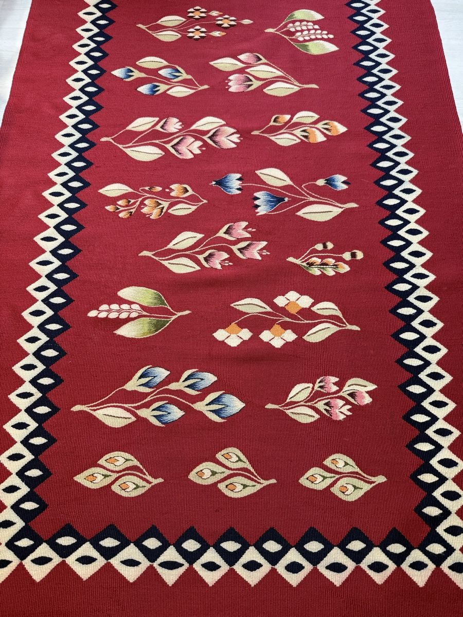 Kelim Tappeti: Roter Vintage Teppich mit Blumenmuster -100x200.cm – Usato da Büron venduto da Filadefia-888 2