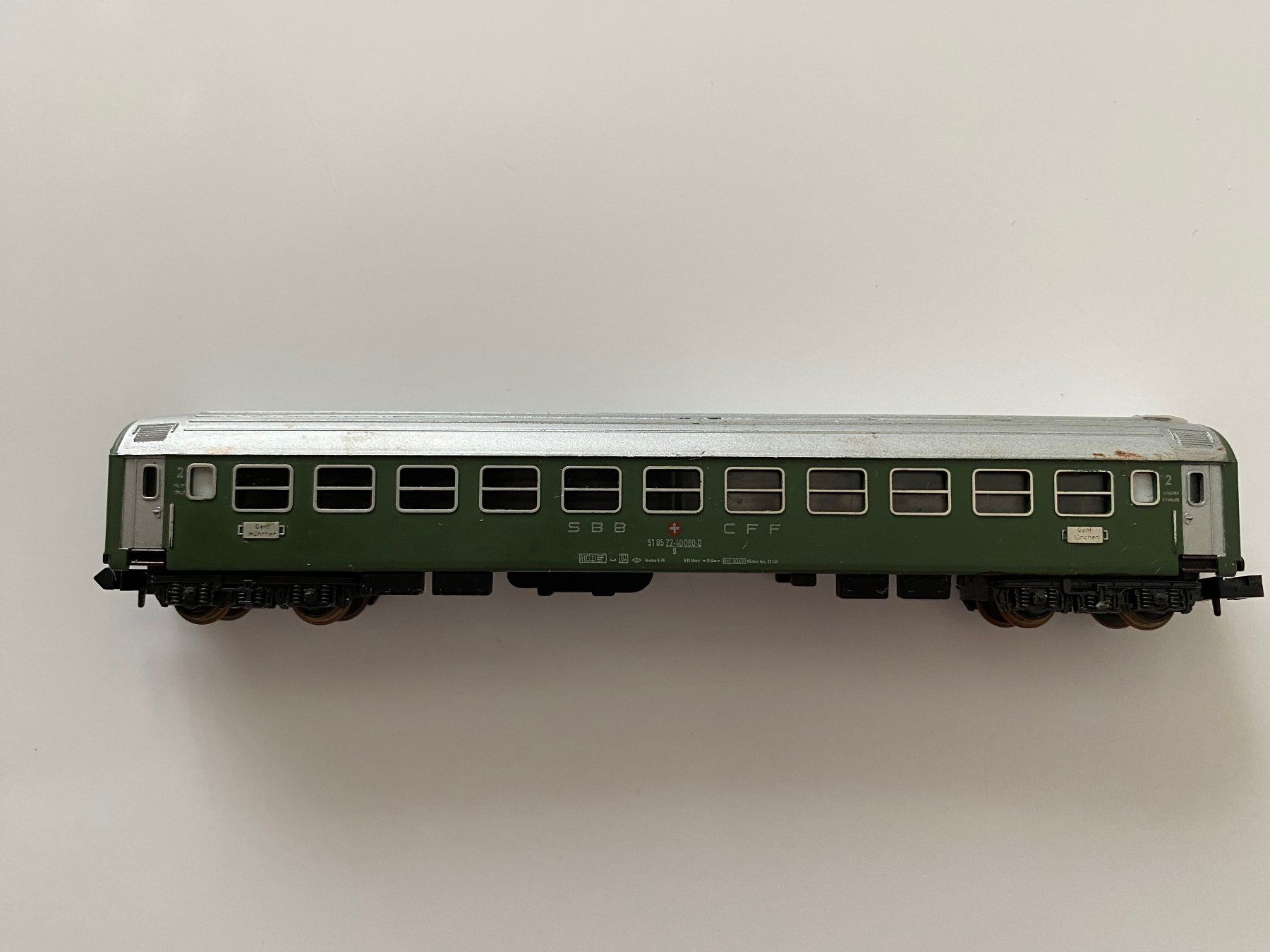 Trix Modellini di ferrovie: SBB Waggon Spur N Trix defekt 348 – Difettoso da Kerzers venduto da tisyayasuBE 1