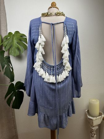 Robe Sundress bleue à franges taille XS/S bon état
