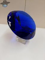 Glas Diamant - blau ca. 15 cm inkl. Stand-Fuss aus Glas