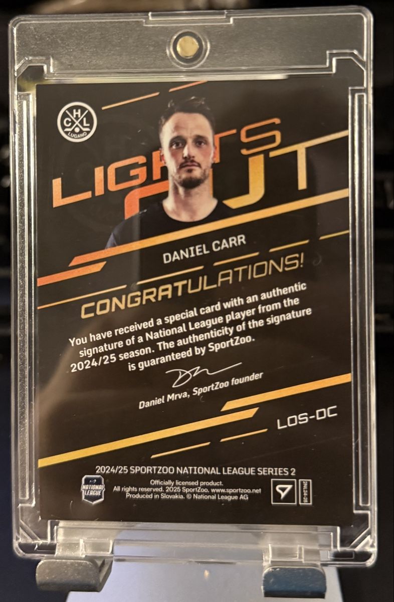 Sportzoo Carte collezionabili: Daniel Carr 08/65 Lights Out Auto – Nuovo (secondo la descrizione) da Zauggenried venduto da Puckcollector_NS 1