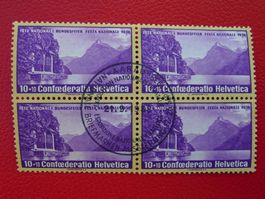1938: Pro Patria: B1z Viererblock von AARAU, Kat: 450.-+