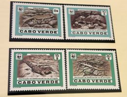Cap Vert Timbres WWF - gecko scinque - reptiles rares!