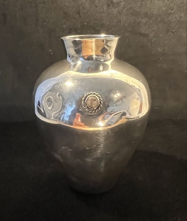 Vase Décoratif Vintage Années 1960 - Argenté Réticulé - Style Henry Birks - Très Bon état