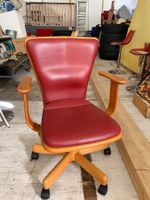 1Drehstuhl Holz Leder Bürostuhl Schreibtischstuhl Vintage