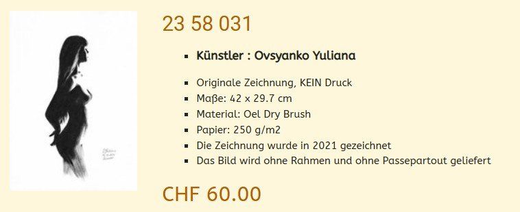 Gemälde: Liquidation !!    Original Akt Gemälde 23 58 031 – Neu (gemäss Beschreibung) aus Hagenbuch ZH von Art-Agency 1