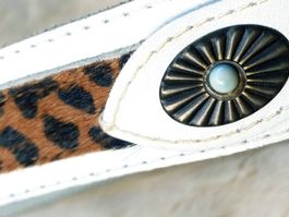 GÜRTEL LEDER ANIMAL PRINT FELL WEISS BRAUN top zu JEANS