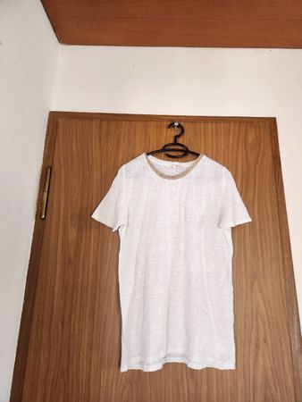 T-shirt blanc Maje T.2 avec détails dorés 