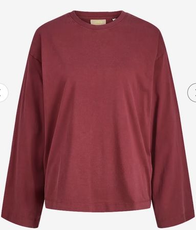 Oversized Langes Shirt, Bordeauxrot, Grösse S