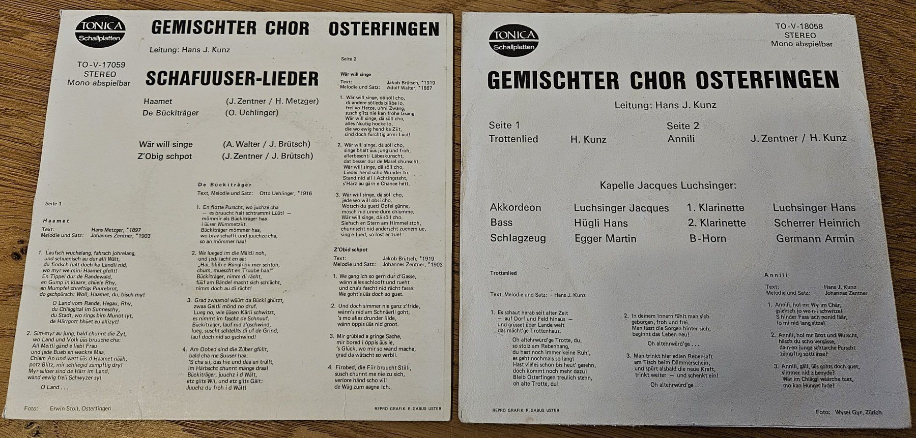 Schallplatten: 2 Vinyl-Single Gemischter Chor Osterfingen – Gebraucht aus Schaffhausen von asyouwestley 2