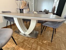 1 Holztisch + 6 Stühle