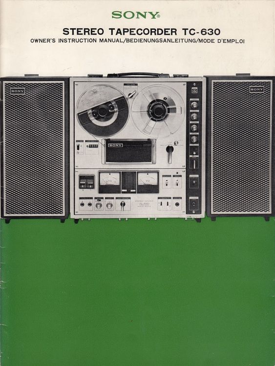 Sony Taperecorder TC630 + Kopie der Originalaneitung E D F Kaufen