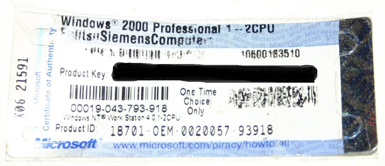 Microsoft Software: Windows 2000 Lizenz – Usato da Stettlen venduto da Bigjm 1