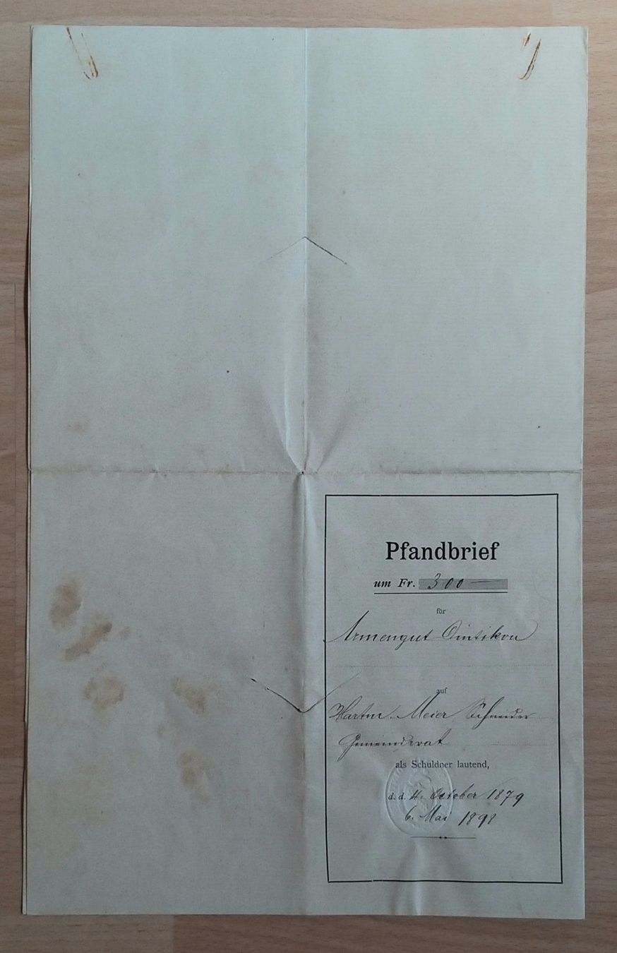 Alle Briefmarken: Pfandbrief 1879 Gemeinde Dintikon Aargau – Gebraucht aus Unterägeri von PhilatelieStudiger 1