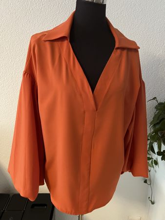 Schicke Bluse mit Puffärmeln in Rostrot Gr. L
