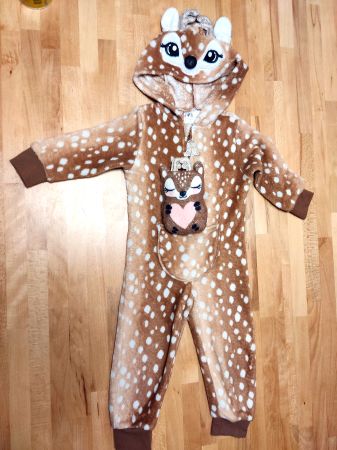 Kostüm Gr. 92 Bambi Reh Overall aus Teddyfleece Pyjama