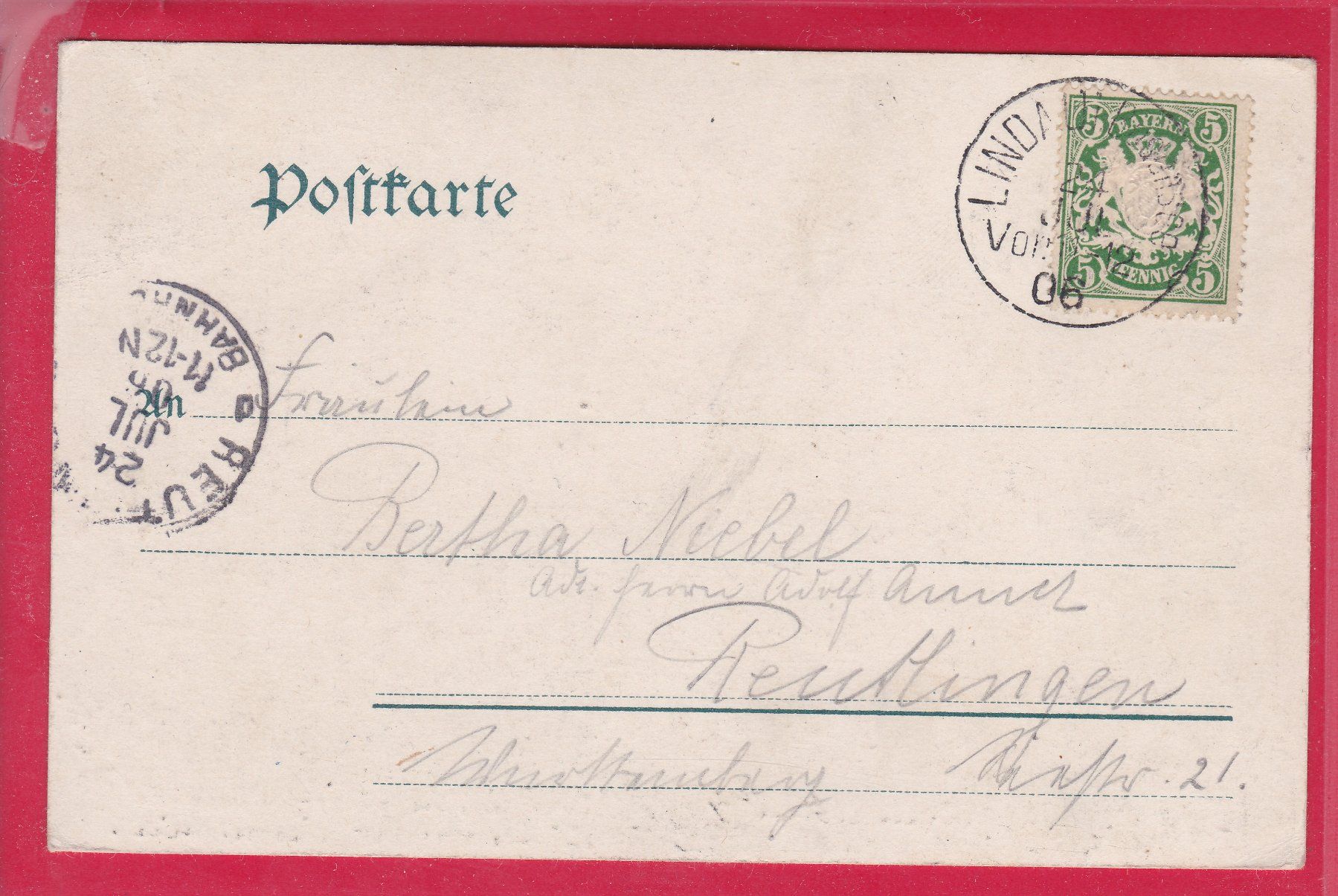 Cartoline postali: LINDAU IM BODENSEE, HAFENAUSFAHRT, 24.7.1906 – Usato da Oberrieden venduto da Gebirgsstelze 1