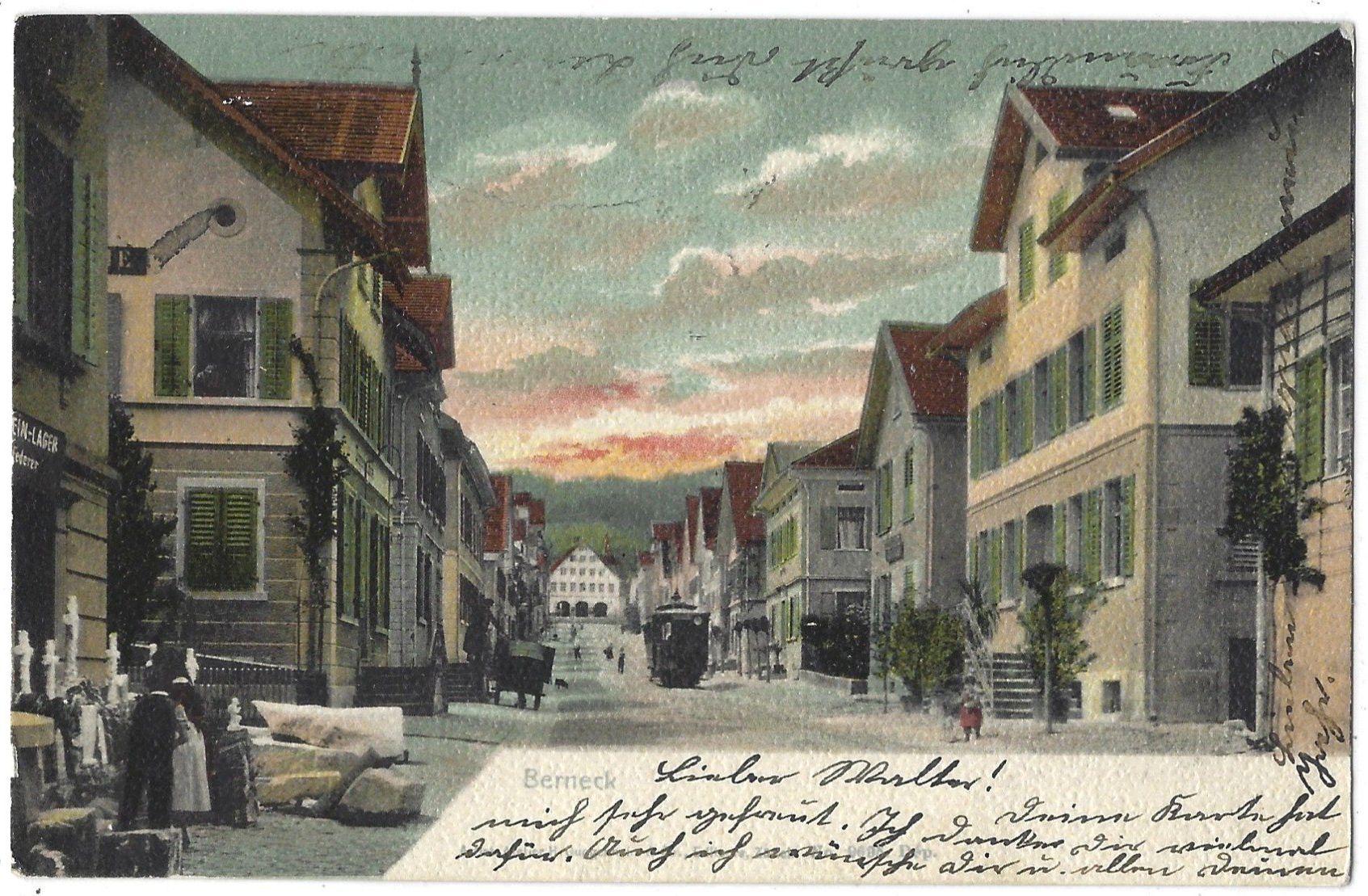 Cartoline postali: Berneck   (belebt, Tram) – Usato da Bütschwil venduto da Jackson1A