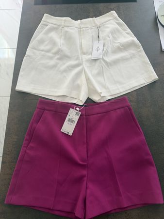 Sommer Shorts Set: Mango Lila & Stradivarius Weiss, 36 ☀️