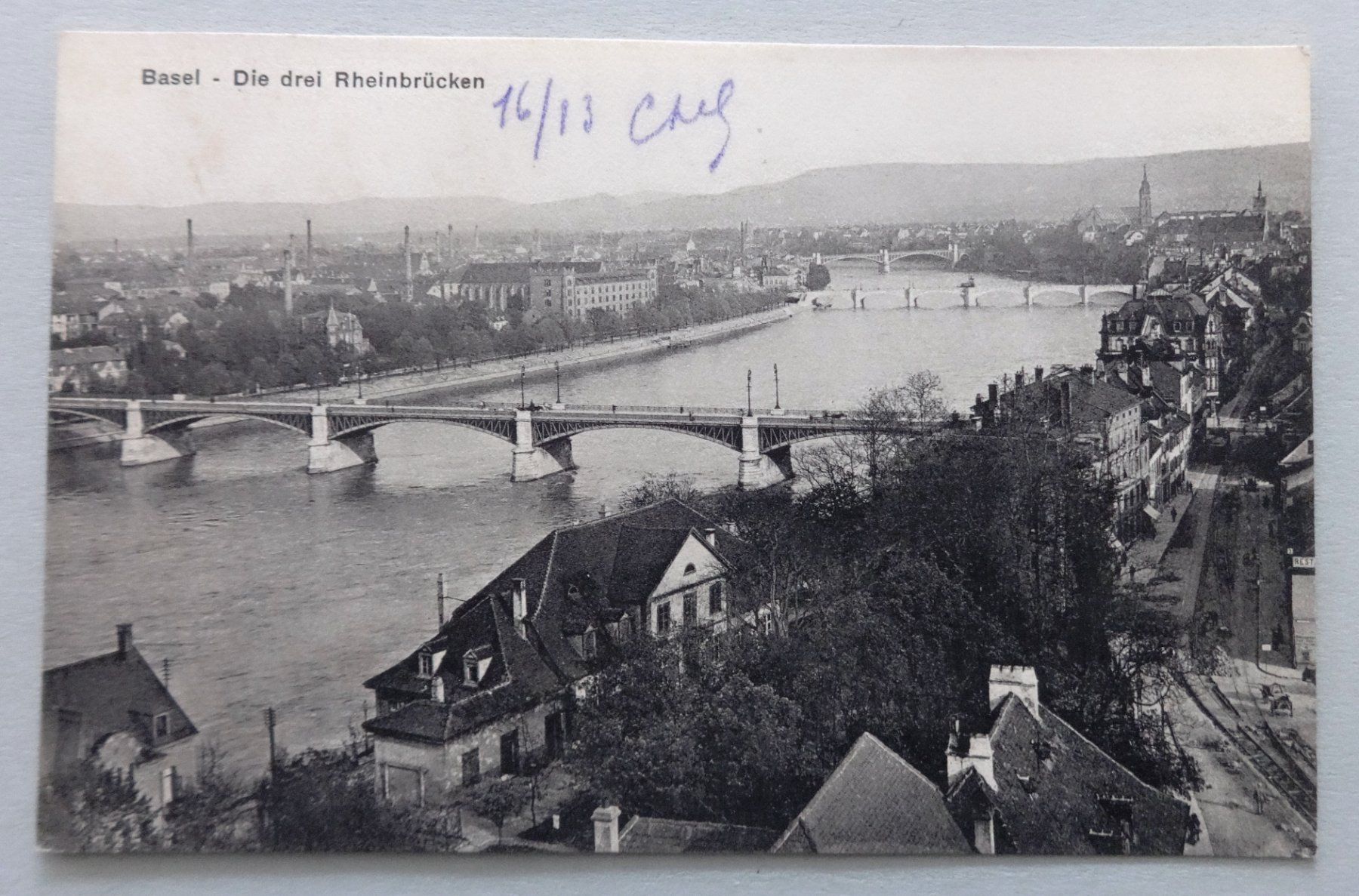 Ansichtskarten: Basel - Die drei Rheinbrücken – Defekt aus Fétigny von Billy2miny